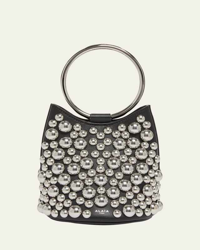 Mini Bubble Ring Bucket Bag in Leather